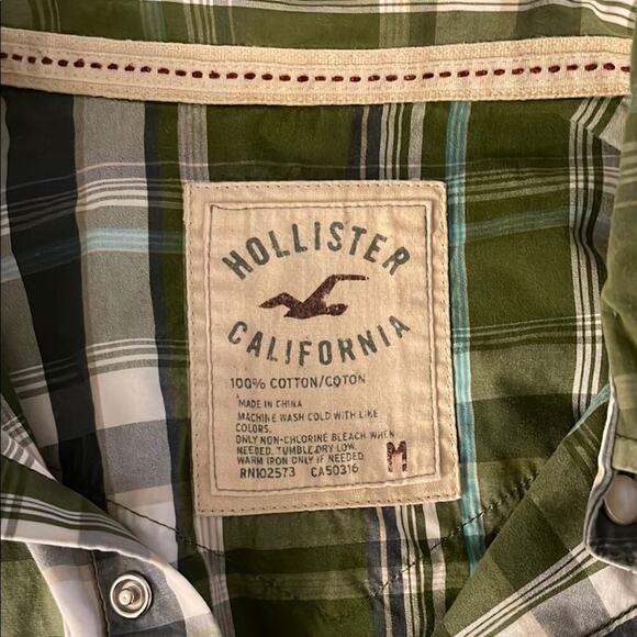 Hollister Green Plaid Shirt | Size M - Picture 3 of 3